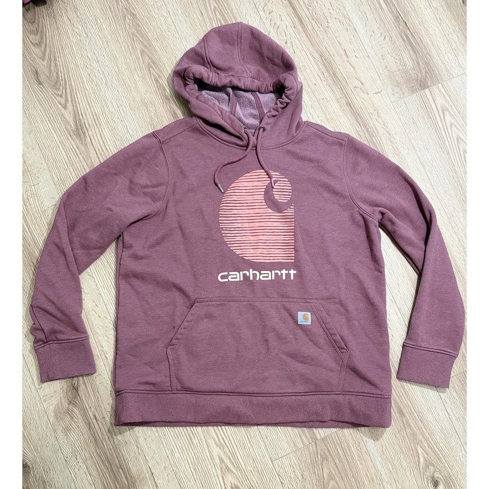Carhartt Womens Rain Defender Graphic Hoodie Sweatshirt Plum Purple Size 1X